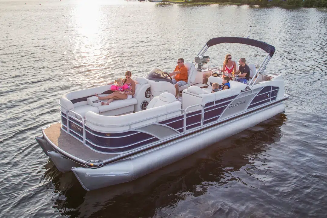 family on a pontoon