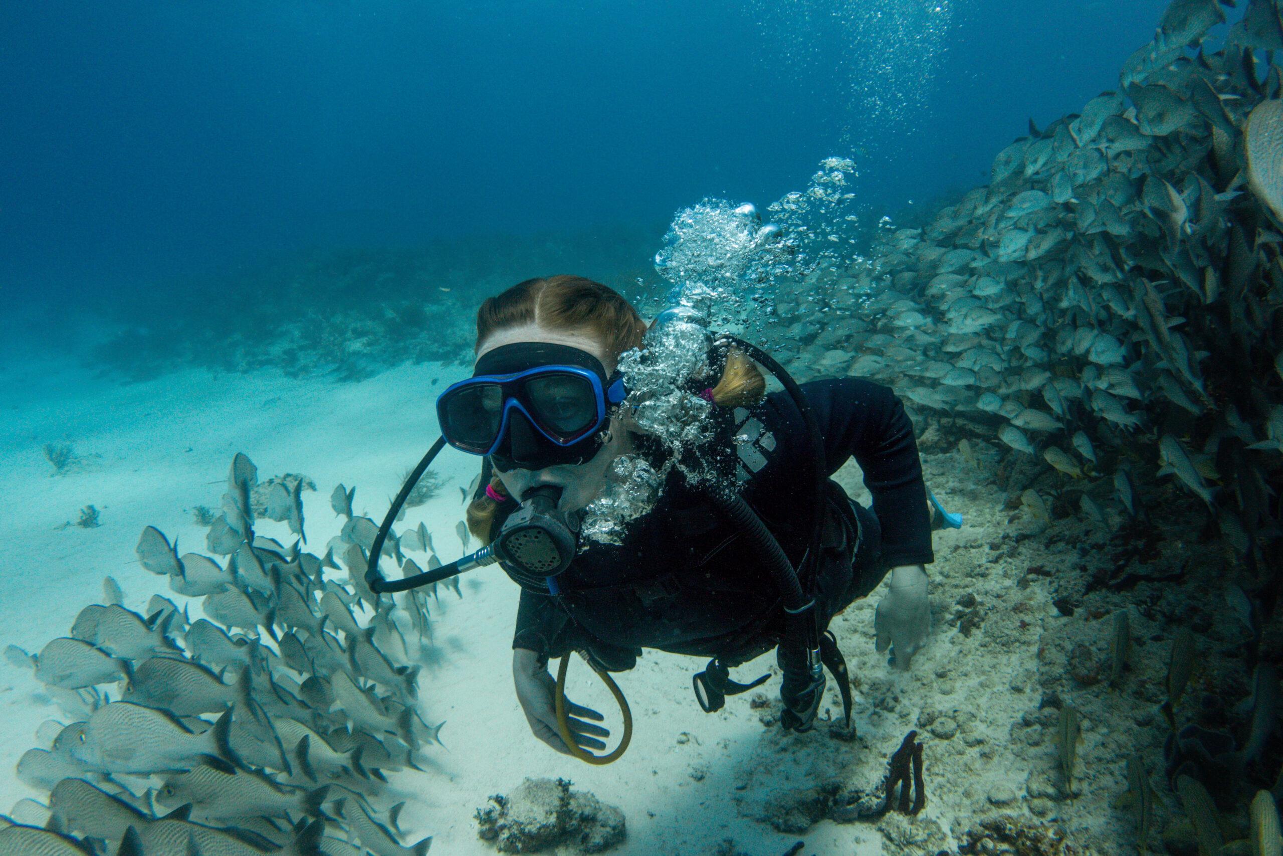 Woman snorkeling in ocean